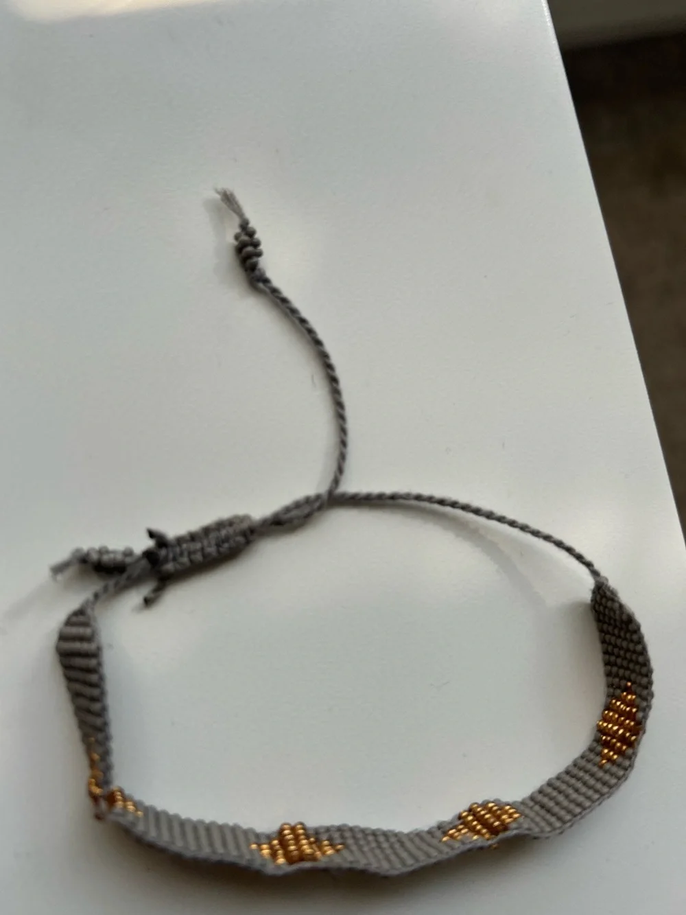 Handmade Gray and Gold Beaded  Bracelet